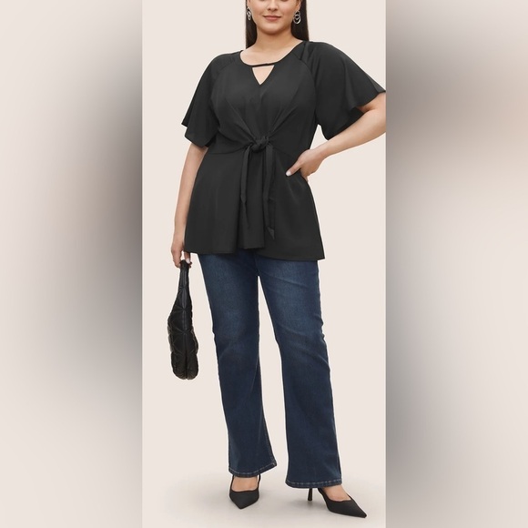 Bloomchic Keyhole Knotted Front Blouse 14/16 - Picture 4 of 10